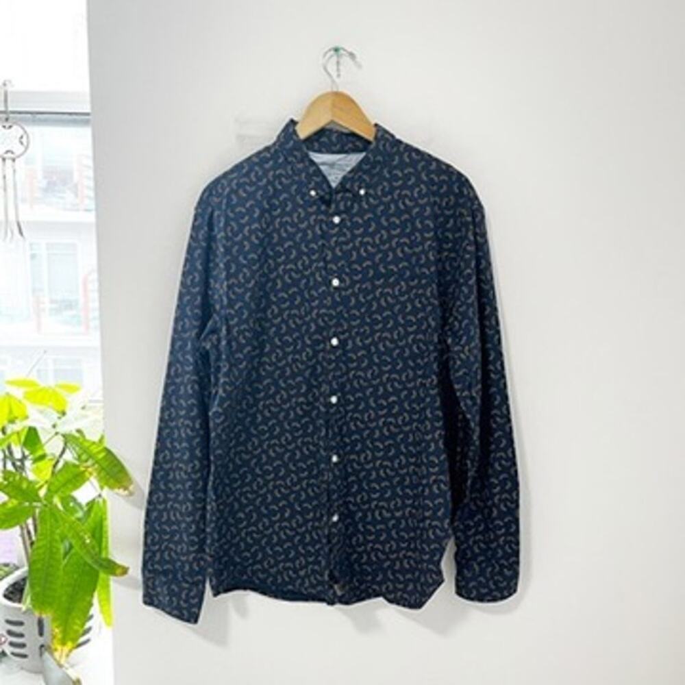 Banana Republic Men's Luxe Poplin Banana Print Button Up Top Size XL